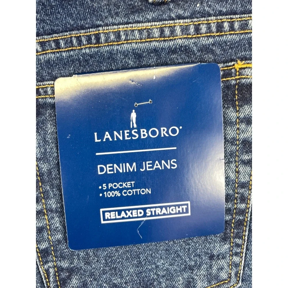 Lanesboro Relaxed Straight Jeans Mens 40x30 Medium Blue Denim Work Casual NWT